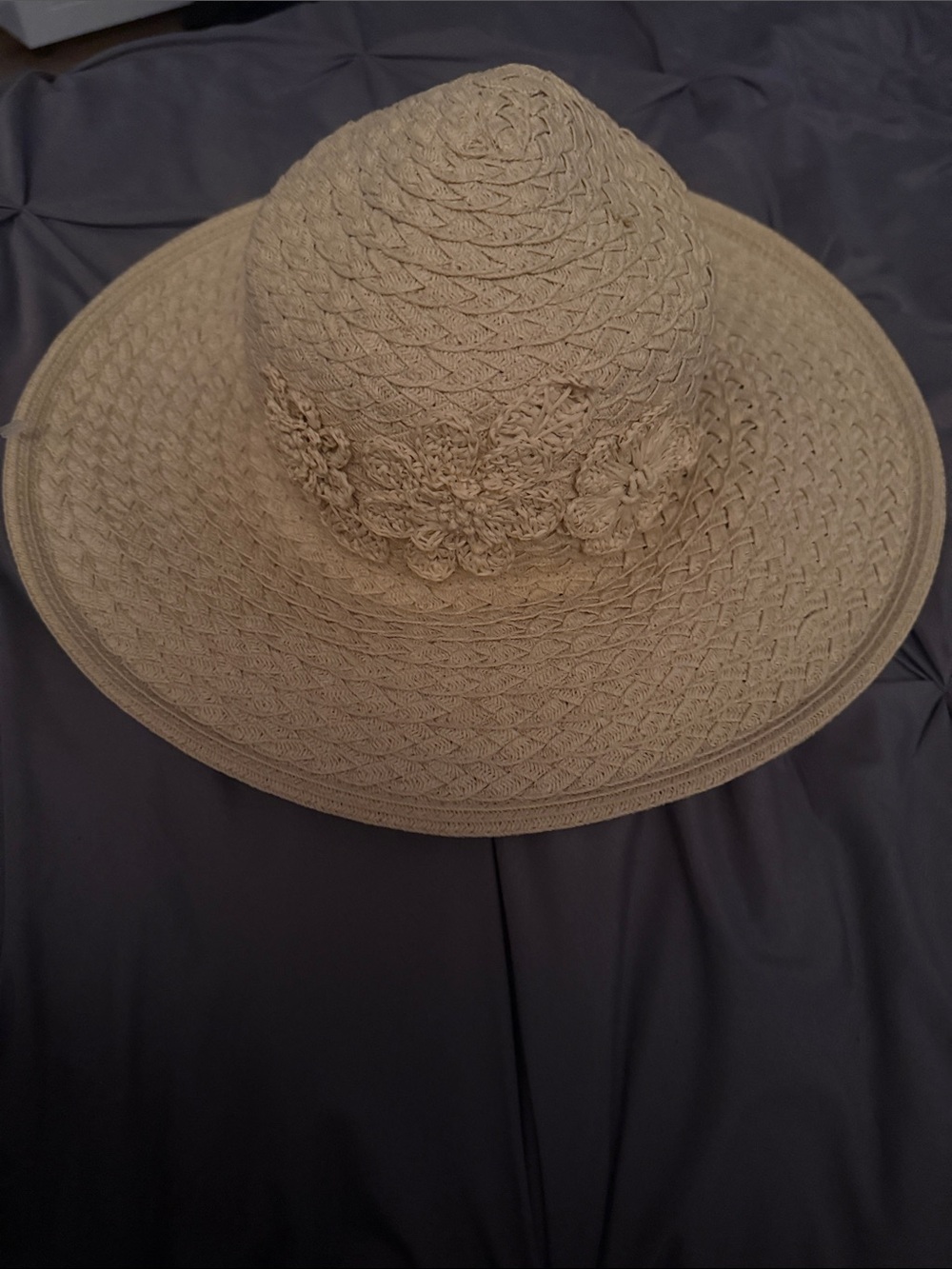 Capelli of New York Beige Crochet Sun Hat